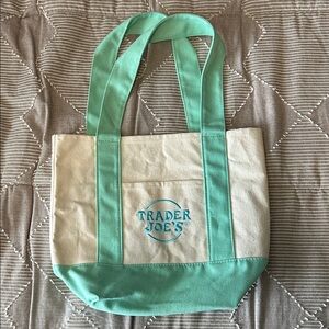 Trader Joe's Mint and Cream Mini Tote Bag